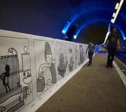 Lione esančiame tunelyje nupie&scaron;tas ilgiausias pasaulyje (1625 metrų) komiksas