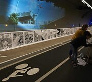Lione esančiame tunelyje nupie&scaron;tas ilgiausias pasaulyje (1625 metrų) komiksas