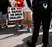 Donaldo Trumpo rinkimų kampanijos renginio metu vykę protestai