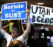 Bernie Sandersą palaikantys amerikiečiai Filadelfijoje