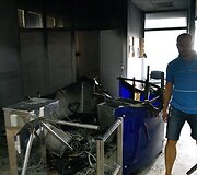 Ukrainiečių televizijos &bdquo;Inter TV&ldquo; studija, padegta protestuotojų, nepatenkinti &bdquo;prorusi&scaron;ka&ldquo; &scaron;io kanalo platforma