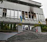 Ukrainiečių televizijos &bdquo;Inter TV&ldquo; studija, padegta protestuotojų, nepatenkinti &bdquo;prorusi&scaron;ka&ldquo; &scaron;io kanalo platforma
