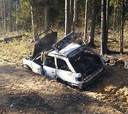Sudegęs kontrabandininko automobilis