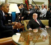 Obama pasveikino Nobelio premijos laureatus &bdquo;migrantus&ldquo;