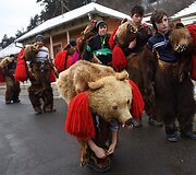 Naujų metų pradžios me&scaron;kų &scaron;okis Rumunijoje