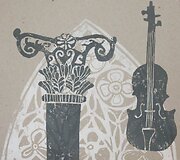 Kristina Norvilaitė, &bdquo;Muzika&ldquo; 21x23cm linoraižinys