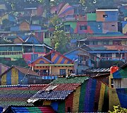 Itin spalvotas kaimas Indonezijoje