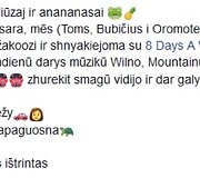 10. Timid Kooky žinutė socialiniuose tinkluose