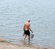 Lampėdžio ežere vykdomi darbai