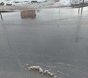Ties Ukmergės gatvės Kaune pėsčiųjų perėja besikaupianti bala