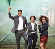 Mokyklinių uniformų fotosesijos akimirka