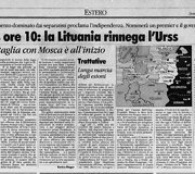 Italijos laikra&scaron;čio &bdquo;La Stampa&ldquo;, pirmojo prane&scaron;usio apie Lietuvos atkurtą Nepriklausomybę, straipsnis