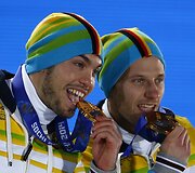 Dviviečių rogučių čempionais tapo vokiečiai Tobias Wedlas ir Tobias Arltas