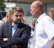 Mitingas dėl Vilniaus vie&scaron;ojo transporto pertvarkos
