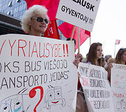 Mitingas dėl Vilniaus vie&scaron;ojo transporto pertvarkos