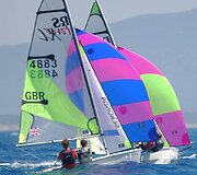 Spalvinga dvivietė sportinė jachta RS Feva