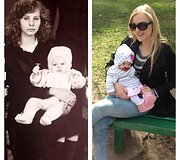Oksana &Scaron;klėriūtė su mama Janina (kairėje), Oksana &Scaron;klėriūtė su savo dukra Gabija (de&scaron;inėje)