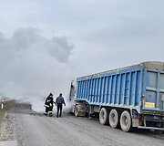 Sunkvežimio gaisras Kėdainių rajone