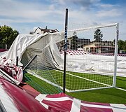 Audros apgadintas Panevėžio futbolo maniežas