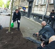 Liepų sodinimas Vilniuje, Vasario 16-osios ir Gedimino prospekto sankirtoje 2014 m. gegužės 09 d. 