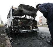 &Scaron;iauliuose degė mikroautobusas