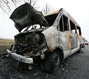 &Scaron;iauliuose degė mikroautobusas