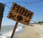 Azovo jūra. Ukraina &scaron;venčia nepriklausomybę, tačiau tikisi &scaron;vęsti ir Pergalės dieną