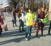 &Scaron;iaulių pėsčiųjų bulvare vyko pagalvių mū&scaron;is