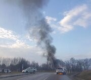 Netoli Galvės ežero sankryžoje užsiliepsnojo &bdquo;VW Passat&ldquo;