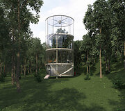 Kazachstane statys stiklinį namą medyje