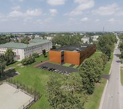 &Scaron;iaulių sporto gimnazijos universalios sporto salės vizualizacija 