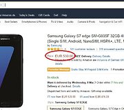 &bdquo;Samsung Galaxy S7 Edge&ldquo; kaina &bdquo;Amazon.de&ldquo; parduotuvėje