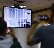 Aleksandras Kokorinas pasirodė Maskvos teisme.