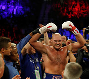Tysonas Fury ir Tomas Schwarzas bei jų dvikova Las Vegase.