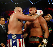 Tysonas Fury ir Tomas Schwarzas bei jų dvikova Las Vegase.