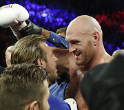 Tysonas Fury ir Tomas Schwarzas bei jų dvikova Las Vegase.