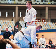Kioku&scaron;in karatė Europos čempionato akimirka. Eventas Gužauskas