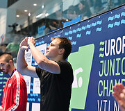 Europos jaunimo plaukimo čempionato Lazdynų baseine akimirka. Tajus Ju&scaron;ka