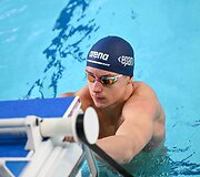 Lietuvos plaukikai startavo estafetėje 4 po 50 m kompleksiniu plaukimu.Mantas Kau&scaron;pėdas