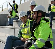 Nacionalinio stadiono statybas apžiūrėjo Vilniaus &bdquo;Žalgirio&ldquo; klubo vadovai.Andrius Tapinas, Mindaugas Kasperūnas, &bdquo;Naresta&ldquo; vadovas Tadas Grincevičius.