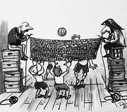 Karikatūromis pažvelgta į vis dar aktualią Lietuvos problemą &ndash; padėtį mokyklų sporto salėse.