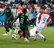 Kroatijos  ir Nigerijos komandų rungtynių akimirka.