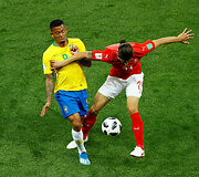 Brazilijos futbolo rinktinės rungtynių su &Scaron;veicarija akimirka.