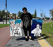 Kasparas Jasas su savo paveikslais