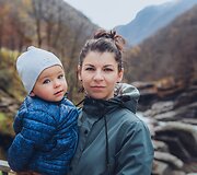 Simona Filippova su sūnumi Luku