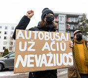 Akcija skirta Vilniaus vie&scaron;ojo transporto darbuotojams ir jų reikalavimams palaikyti