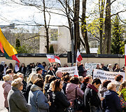 Vilniaus kra&scaron;to lenkų protesto akcija lenkų mokykloms apginti