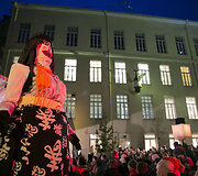 Užgavėnių &scaron;ventimas Vilniaus mokytojų namų kiemelyje