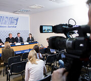Gintaro Gru&scaron;o spaudos konferencija