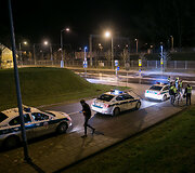 Naktinio kelių policijos reido Vilniuje akimirka